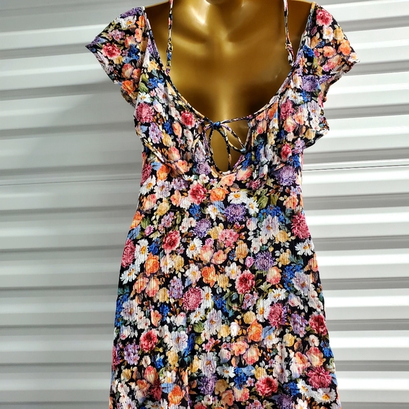 LUCKY BRAND Late Bloomer Floral-Print Cold-Shoulder Cover-Up Dress - Picture 5 of 7